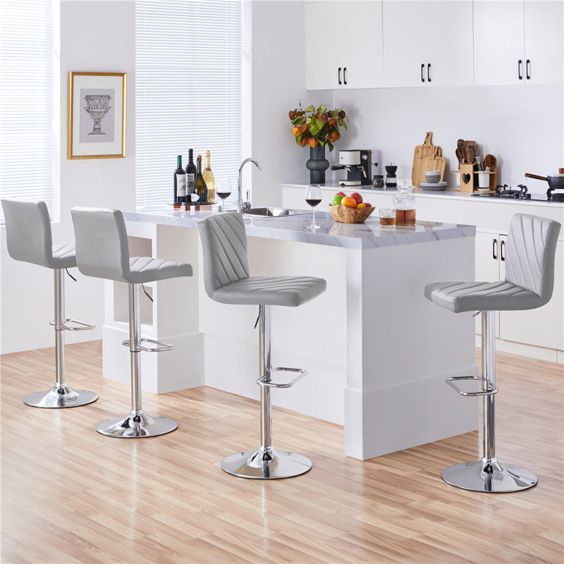 Height Adjustable Swivel Bar Stool , No, Light Grey