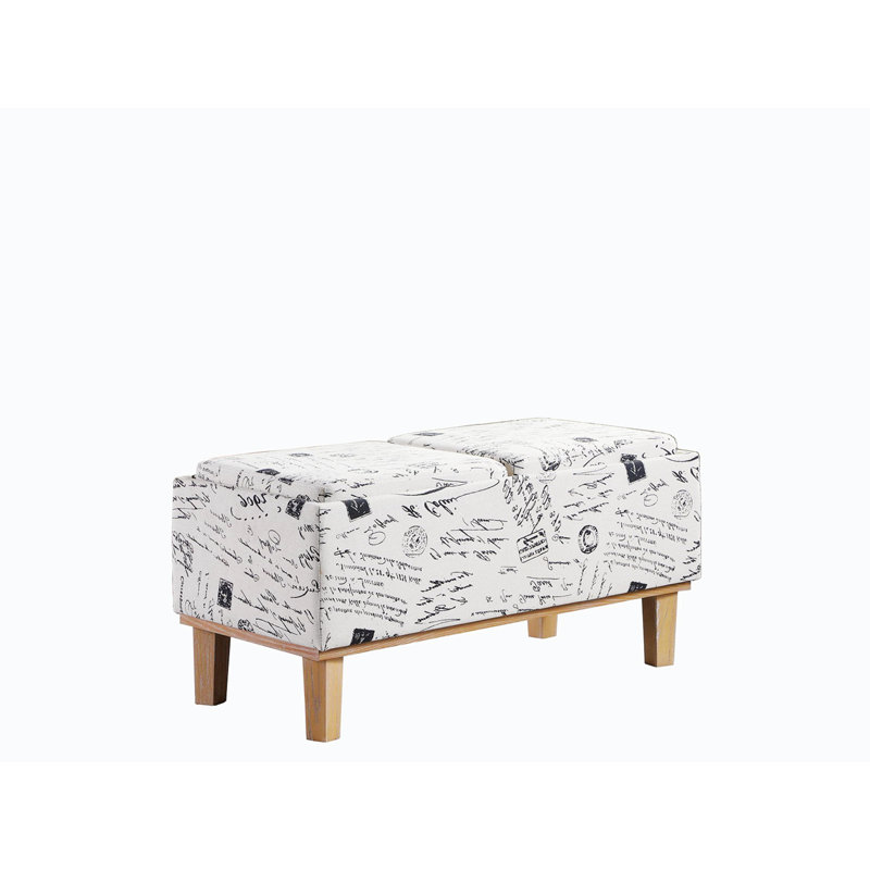 Banc de rangement rembourré Rafal, Lettre au pochoir