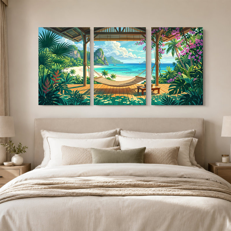 Ensemble de 3 toiles tropicales, H 24 po x l 16 po x 3 pièces