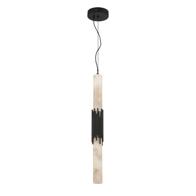 Venna, luminaire suspendu, 29 po, bronze urbain, albâtre