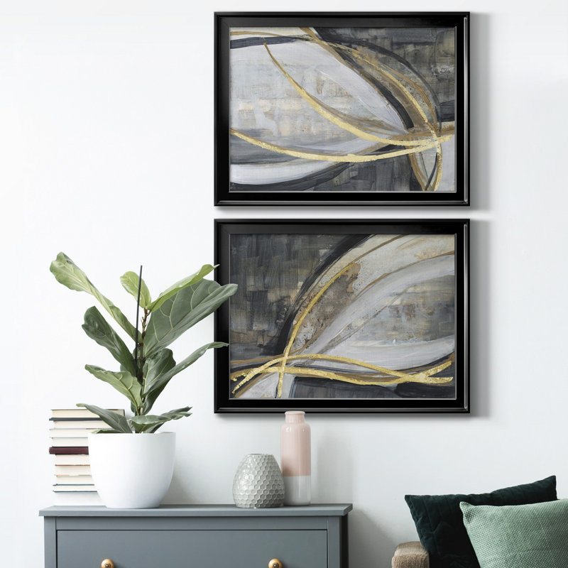Tw torsion Vortex I - ensemble de 2 reproductions de cadres photo, Papier noir, H 30,5 po x l 45 po x P 1 po