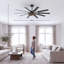 Ventilateur de plafond en cage de 60 po avec lumière et télécommande, ventilateur de plafond à moteur à courant continu pour l'intérieur et l'extérieur, ventilateur réversible silencieux avec 4 prises E12, idéal pour le patio de la chambre à coucher