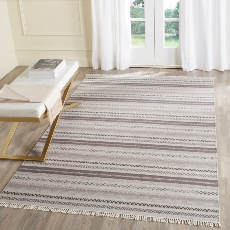 Tapis gris en laine / coton tissé à la main Liara
