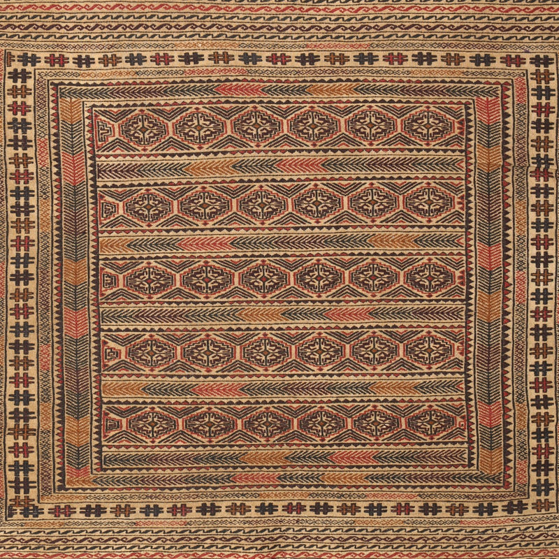 Tapis beige Southwestern, Carré 5 pi