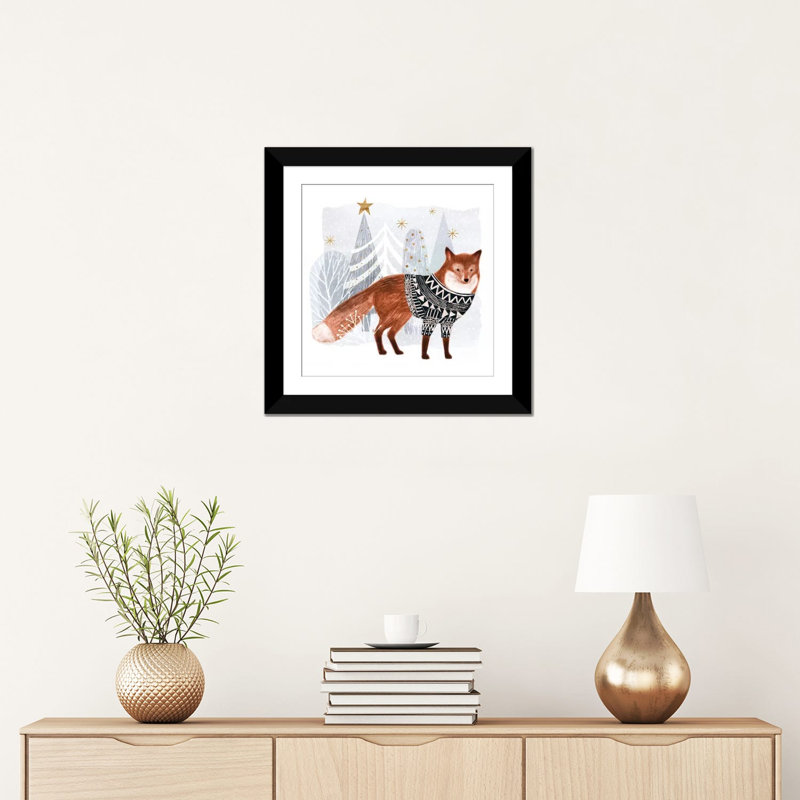 «Cozy Woodland Animal I», impression sur toile, H 16 po x l 16 po x P 1 po, Papier d'art encadré noir