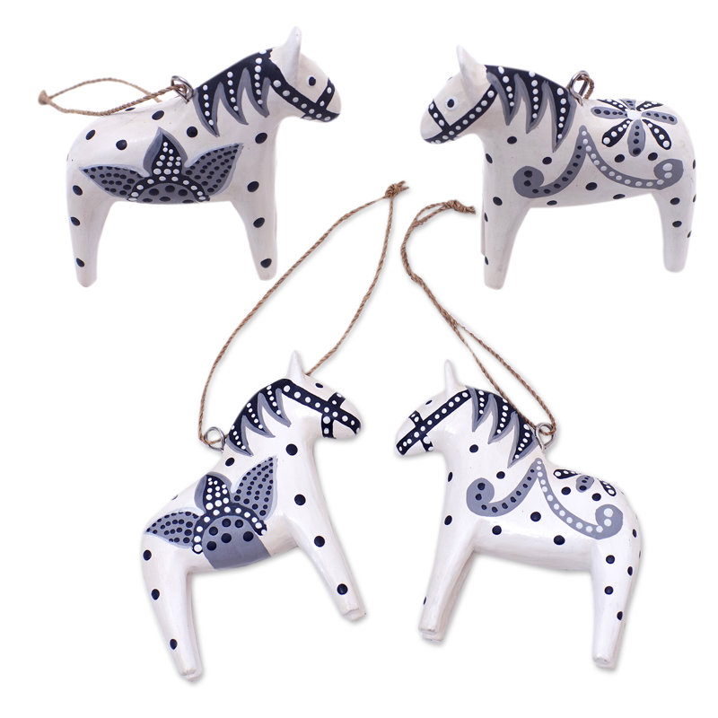 3.7'' Handmade Wood Animals Hanging Figurine Ornament
