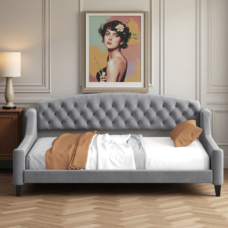 Dual-Function Modern Luxury Upholstered Daybed, Twin, Gray