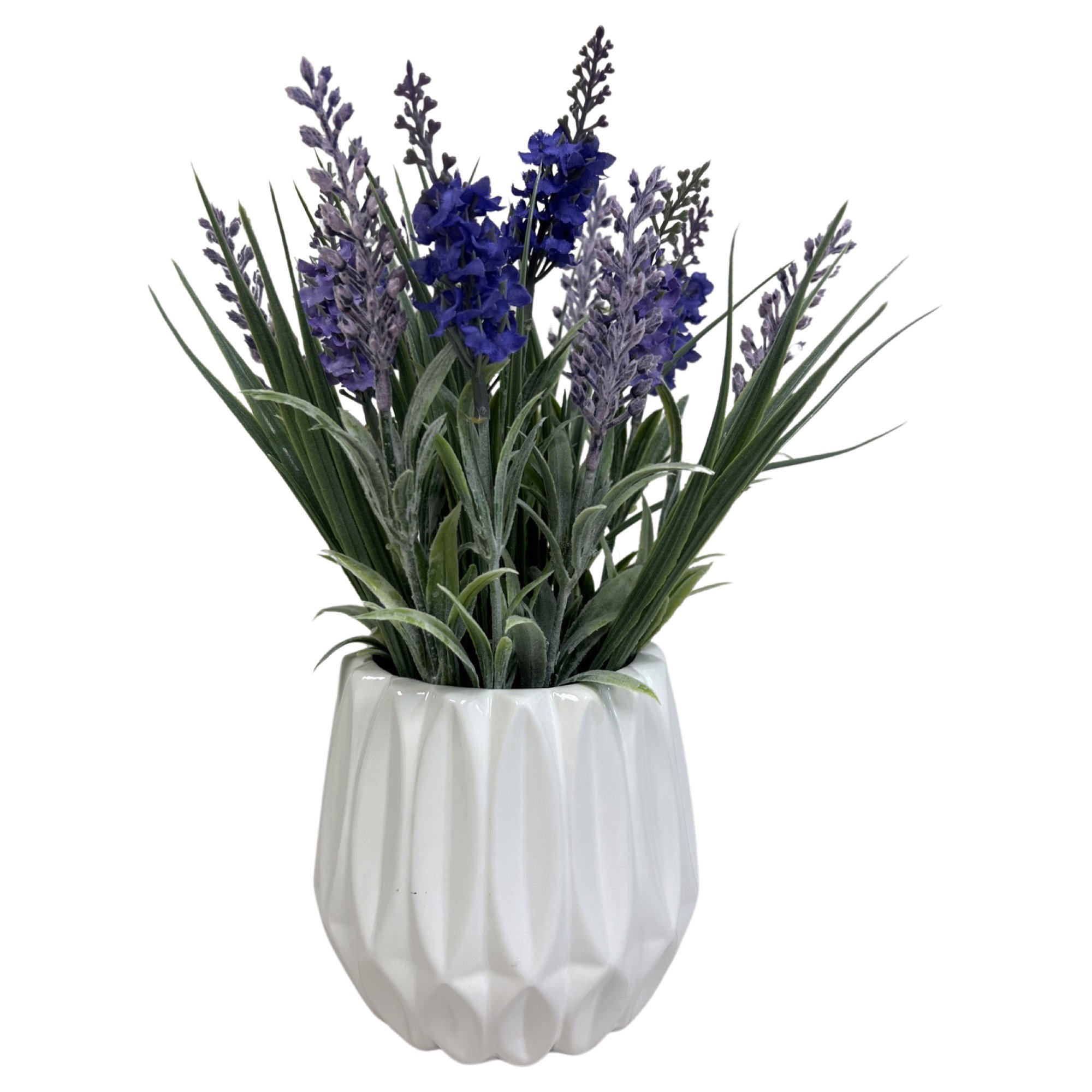6.5 Lavender Artificial Flower Arrangement w/Ceramic Vase