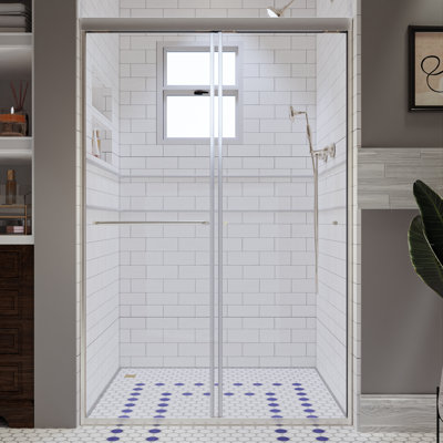 Porte de douche coulissante double encadrée de 44 à 48 po x H 72 po avec verre transparent certifié SGCC