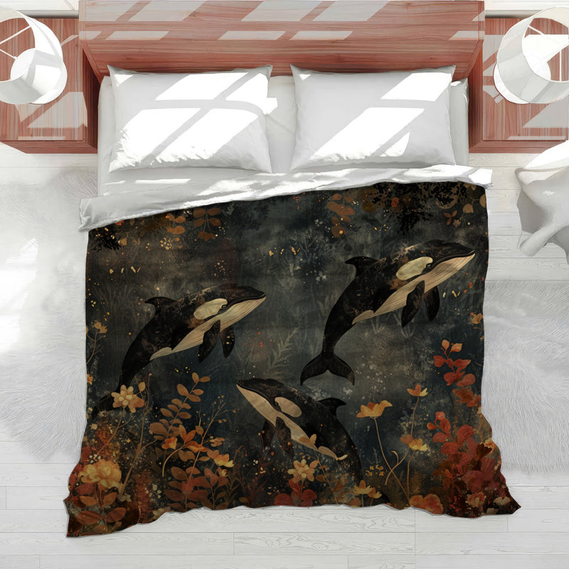 Orcas Marine Life Cotton Blend Comforter, Twin Extra Long Comforter