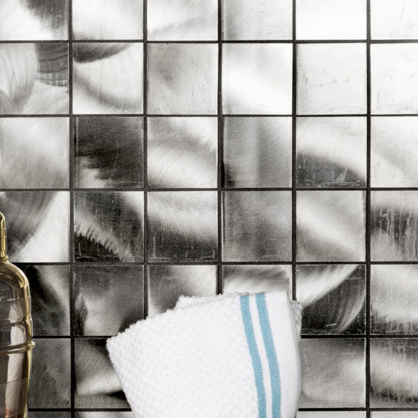 Luminous 2" x 2" Metal Brick Joint Mosaic Wall Tile