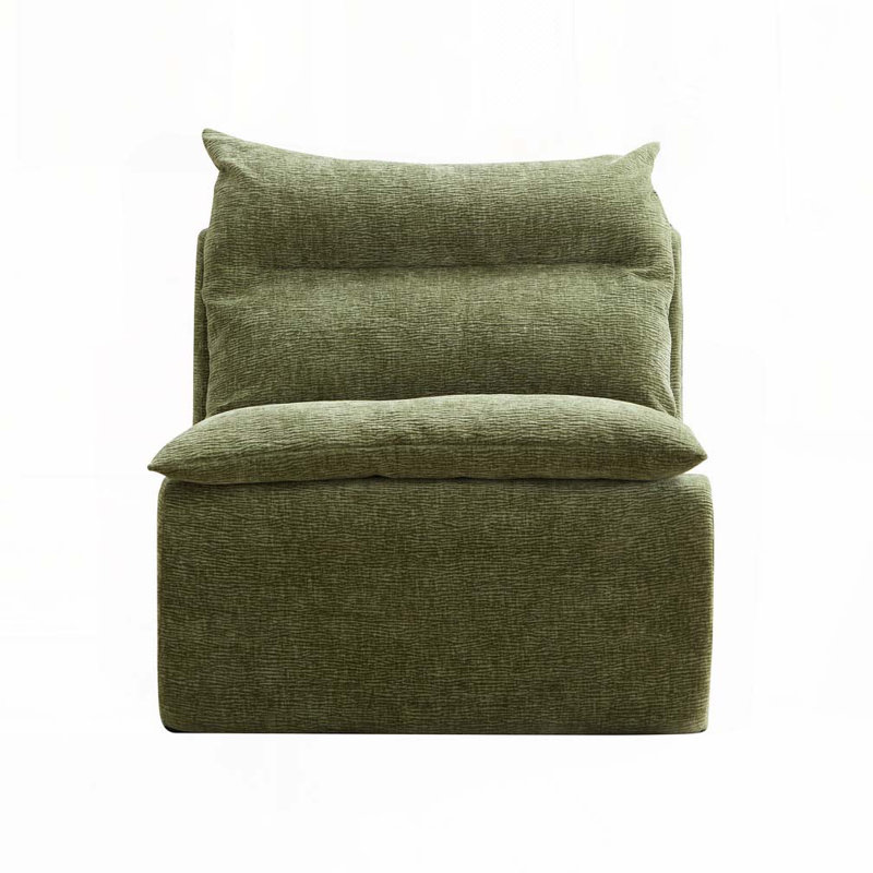 Accent Armless Chair Lazy Floor Seating, Green Polyester