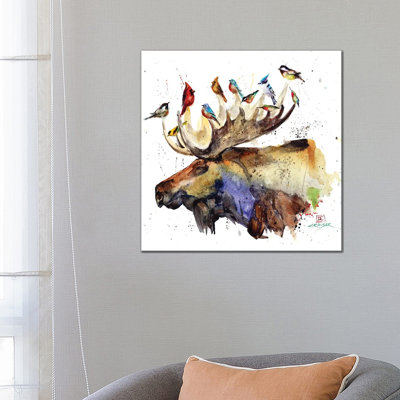«Moose and Birds» par Dean Crouser - reproduction d'art