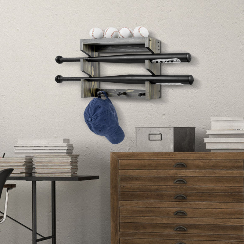 Solid Wood Wall Mounted Multi-Use Sports Rack