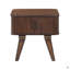 Table de rangement avec tablettes en teck et finition noyer