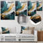 Or et vert cascade de marbre blanc VI - Art mural abstrait en métal-1170856997
