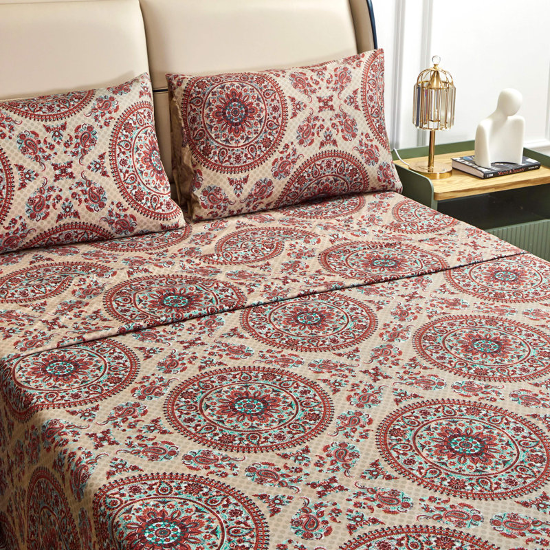 Sunshine Festival Microfiber Flat Sheet, Queen Flat Sheet+1 Fitted Sheet + 2 Pillowcases