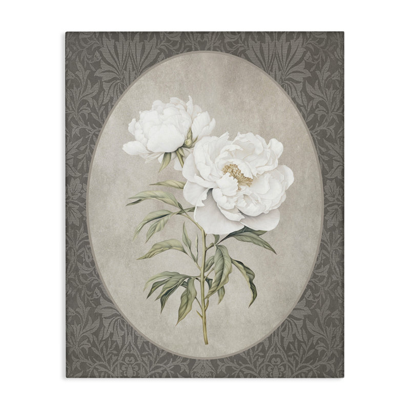 Duo de roses blanches sur toile ovale, conception par lettres et doublure, H 30 po x l 24 po