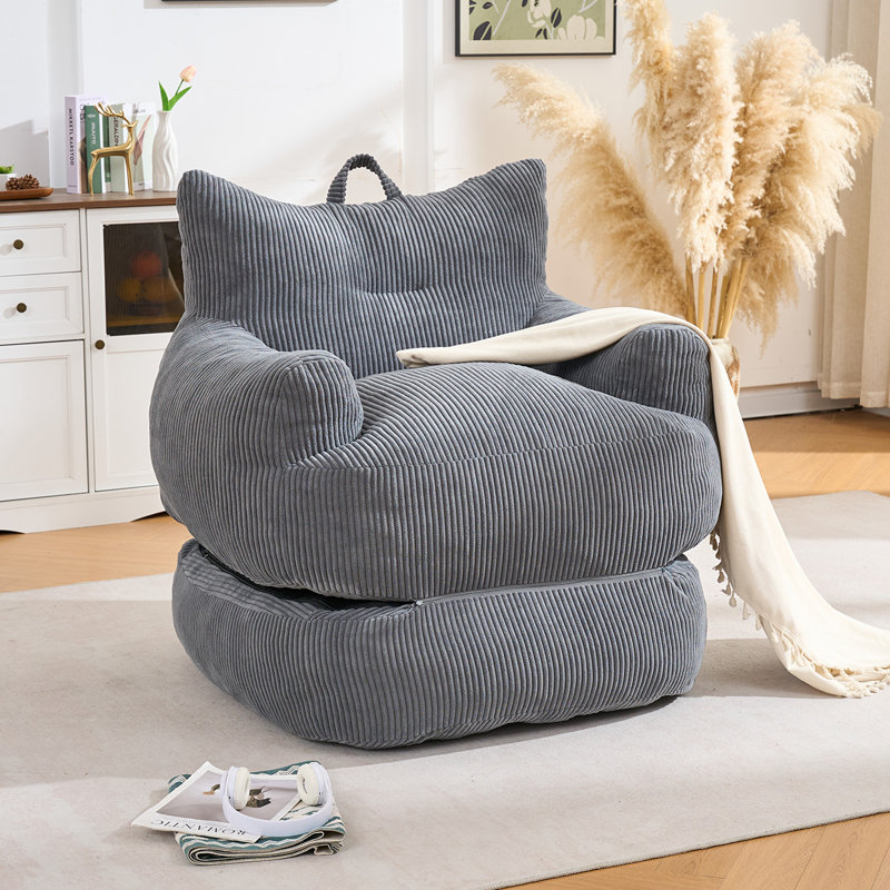Pouf UUKRAVE pour adultes, canapé-lit 2 en 1 pliable et détachable avec repose-pieds, canapé surdimensionné en velours côtelé, fauteuil de lecture doux et confortable pour salon, chambre et salle de jeux