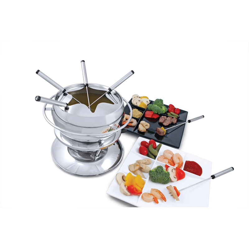 Swissmar Züri 11 Piece Fondue Set, Polished Stainless Steel