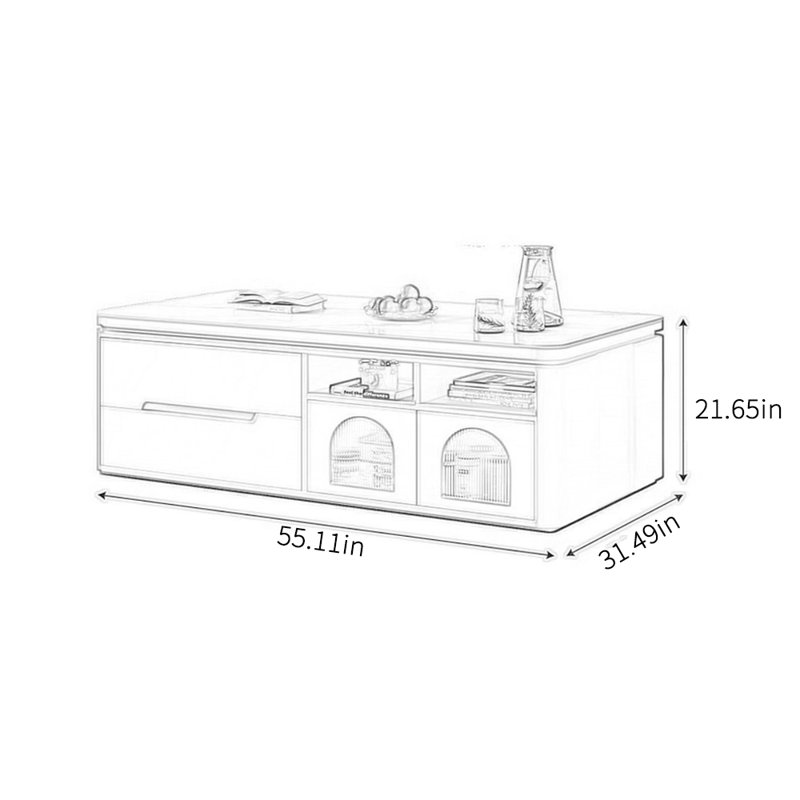 Table basse légère et luxueuse, H 21,65 po x L 55,11 po x l 31,49 po, Gris