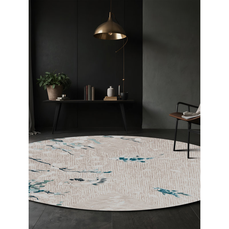 Machine Washable Gray Area Rug, Round 7'