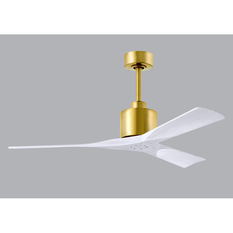 Nan Ceiling Fan In Textured Blades, Brushed Brass, Matte White, 52"