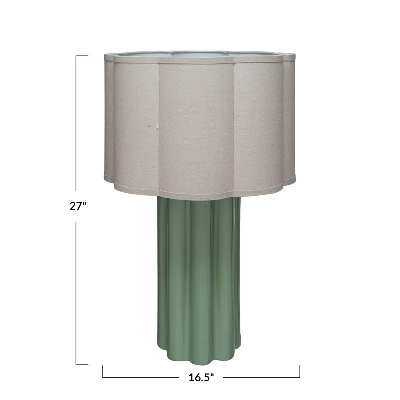 Fluted Table Lamp With Linen Scalloped Shade