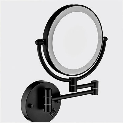 8-inch LED wall-mounted magnifying makeup mirror - 1X/3X magnification, 360-degree rotation