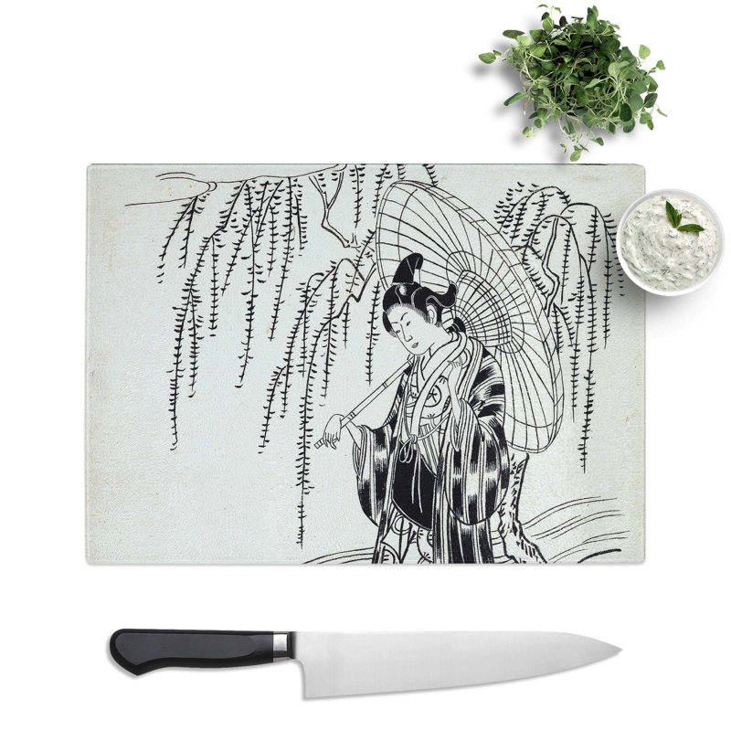 Tempered Glass Ono No Dofu by Kitao Shigemasa Chopping Board, 39 cm x 28.5 cm