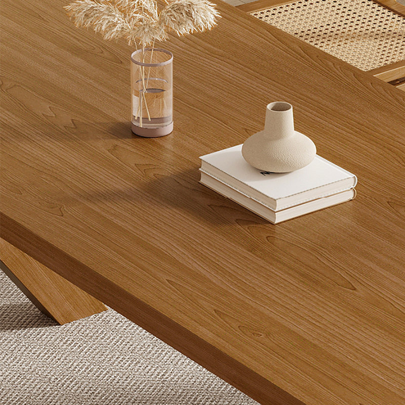 Japanese style solid wood dining table set, 29.5"H x 86.6"L x 39.3"W