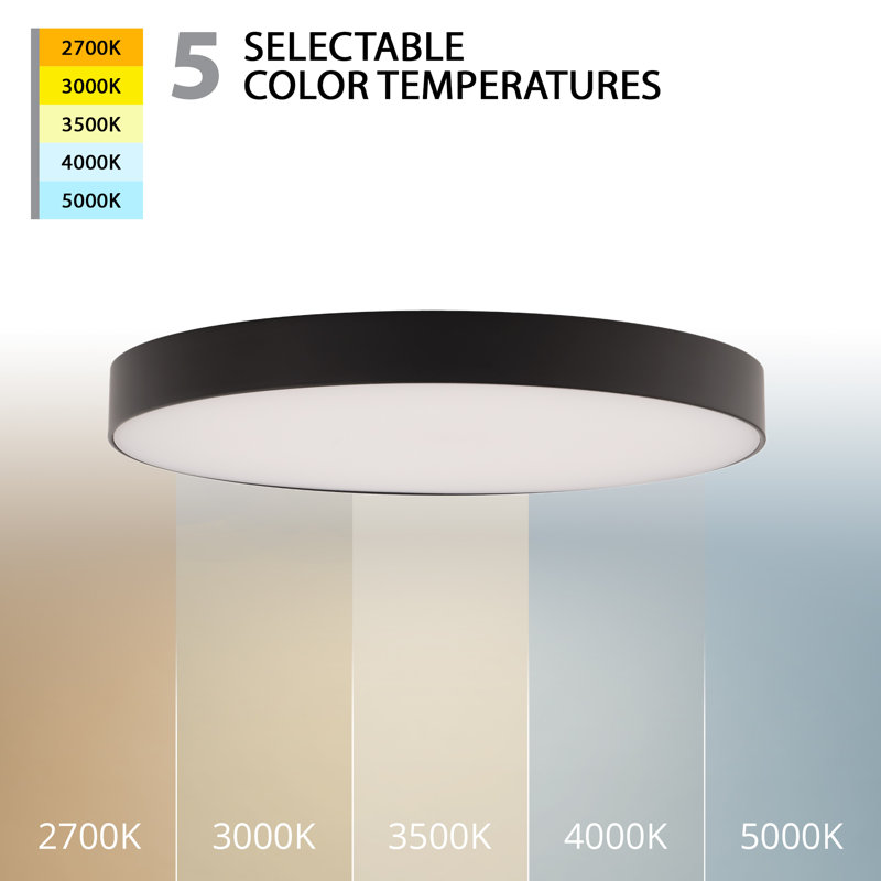 Black Aluminum 8-Inch LED Drum Flush Mount Light