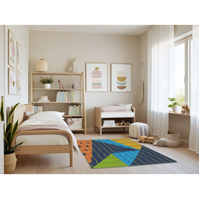 Tapis décoratif bleu, Rectangle 4 pi x 6 pi