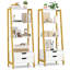 2PCS Bookshelf w/ 2 Storage Drawers Sturdy Metal Frame Anti-toppling Devices-2126213540