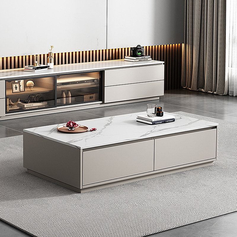 Table basse moderne avec rangement en pierre frittée simple