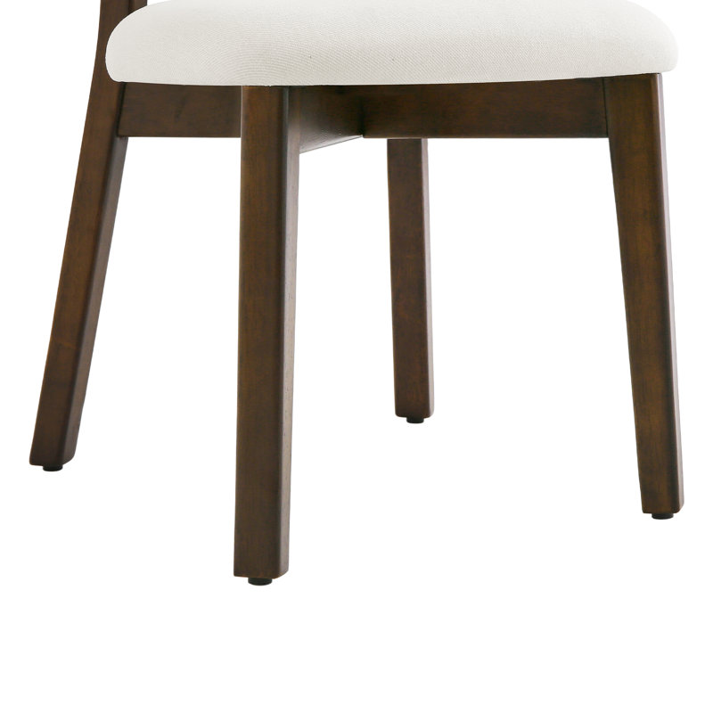 Annika Upholstered Solid Wood Dining Chair Side Chair (Set Of 4), Dark Brown, 4, Beige