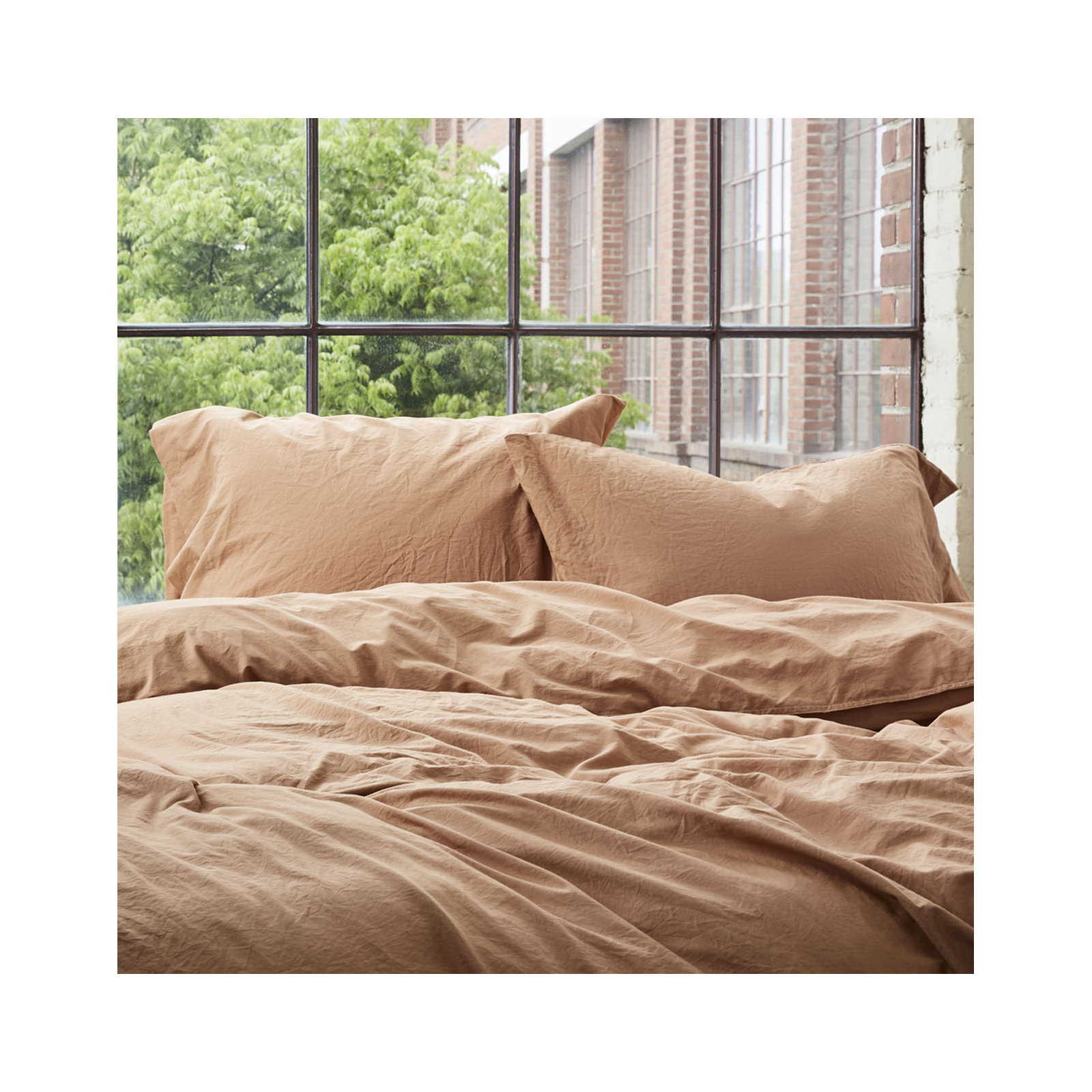 Crinkled 100% Cotton Percale Pillowcase - Set of 2, King Pillowcase, Sage