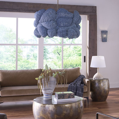 Anguilla 6-Light Wood Beaded Chandelier, Blue