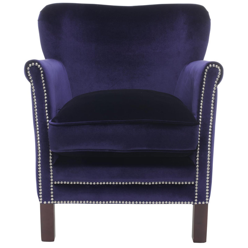 Fauteuil de 27 po de largeur Lussan, Velours bleu, Brun