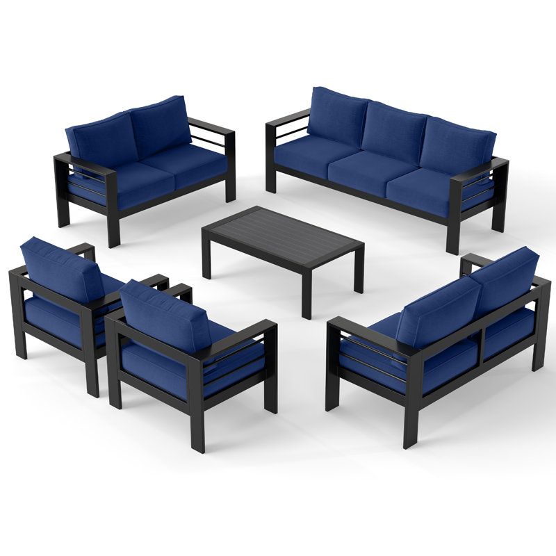 Aluminum 9-Person Outdoor Conversation Sets, White/Gray