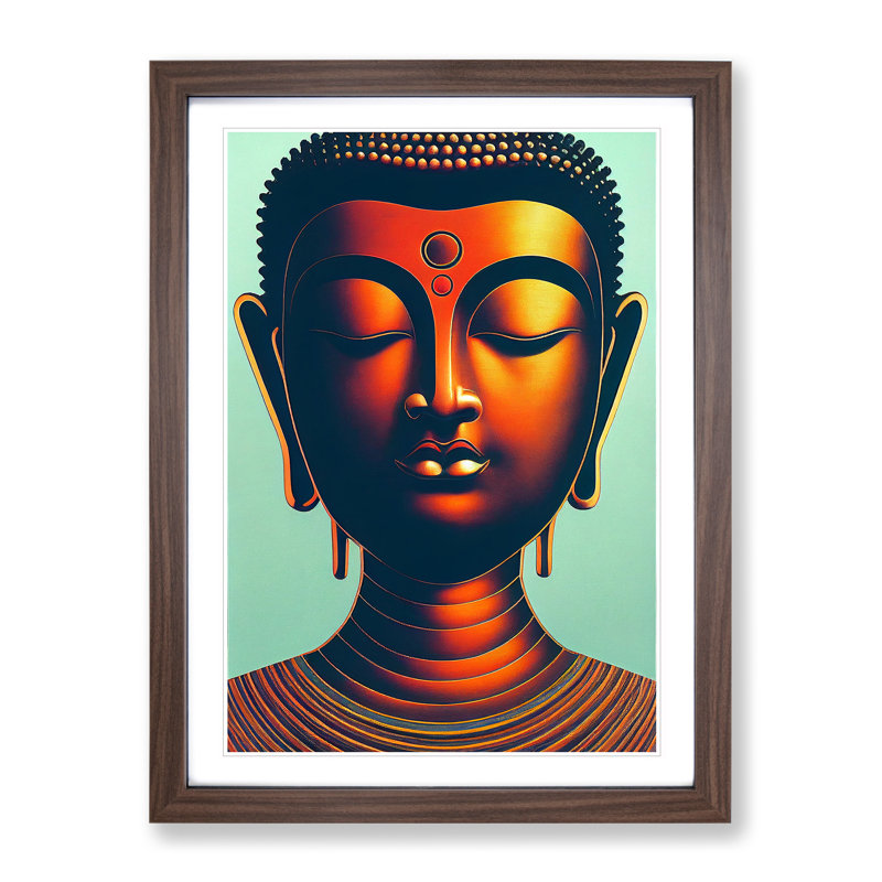 Enigmatic Buddha - Single Picture Frame Print, 46cm H x 34cm W, Walnut