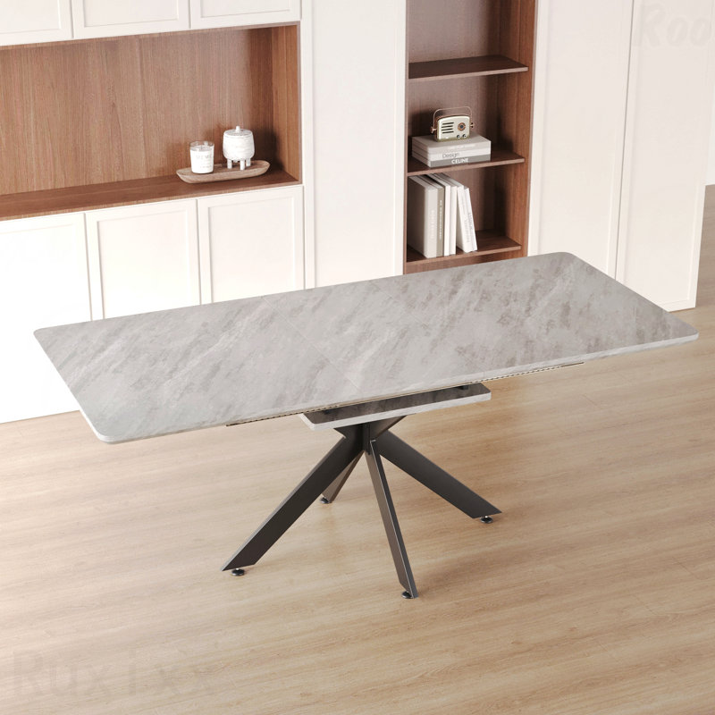 Table de salle à manger à rallonge 62,4-78,15 po, Gris