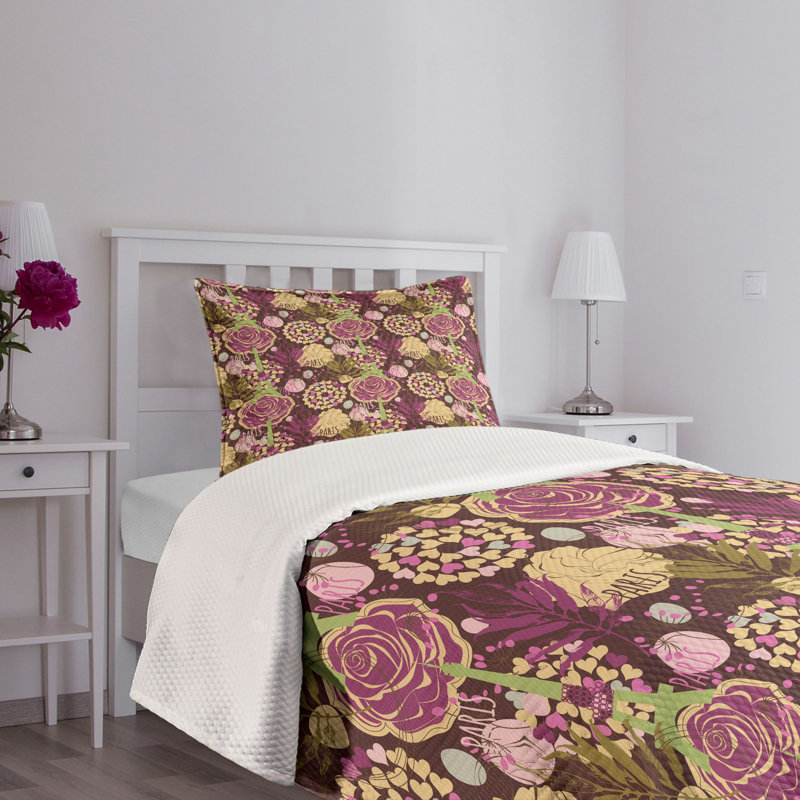 Twin White Quilted Bedspread Set with Pillow Sham