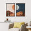 "Sun and Moon Day and Night Orange Desert Landscape", reproduction d'art sur toile encadrée 2 pièces-100136458-100136457