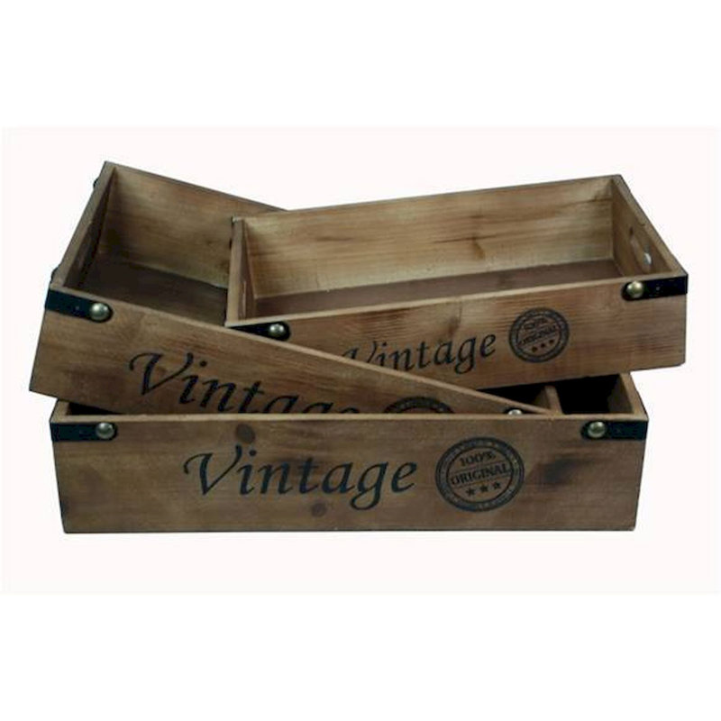 Ensemble de plateau de service en bois rétro 3 pièces Aria