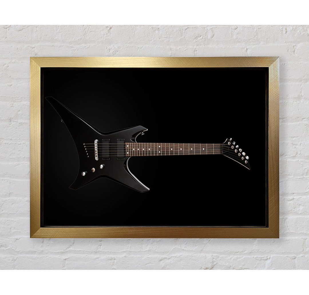 Rock And Roll Black Guitar - Einzelner Bilderrahmen Kunstdrucke