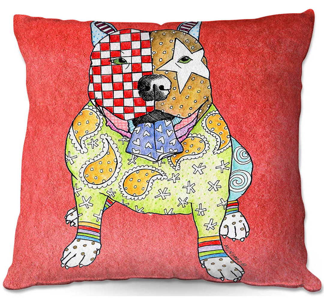  Couch Pitbull Dog Throw Pillow DiaNoche Designs 