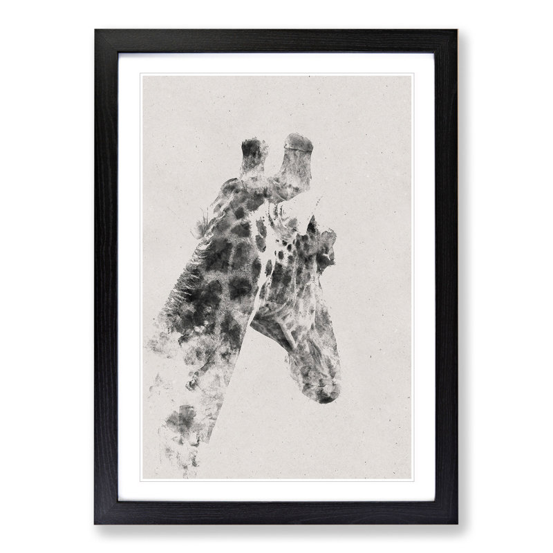 Giraffe Vol.5 - Picture Frame Painting, 90cm H x 65cm W x 2cm D, Black Framed