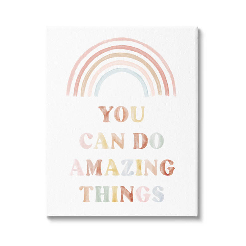 «Uplifting Pastel Rainbow Quote» par Daphne Polselli, art textuel sur toile tendue, H 20 po x l 16 po x P 1,5 po