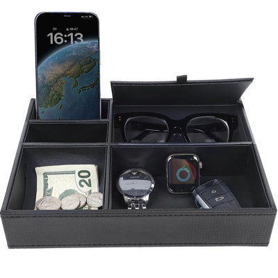 Men's Valet Tray, Jewellery Box Nightstand Organizer With 5 Compartments